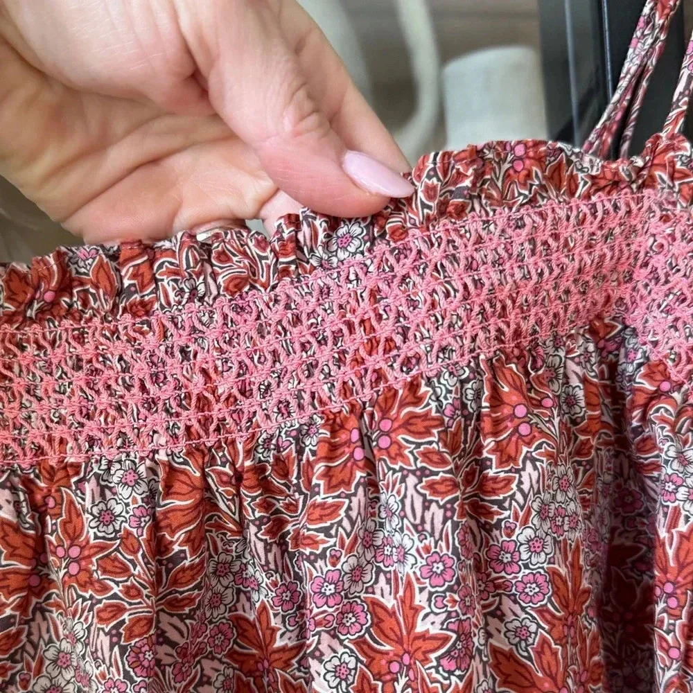 J. CREW x Liberty London Blouse top tank bows tie straps smocked floral print